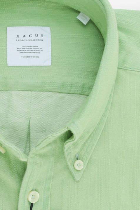 Men's Shirt Xacus Regular Plain 100% cotton collar Button down Long sleeve