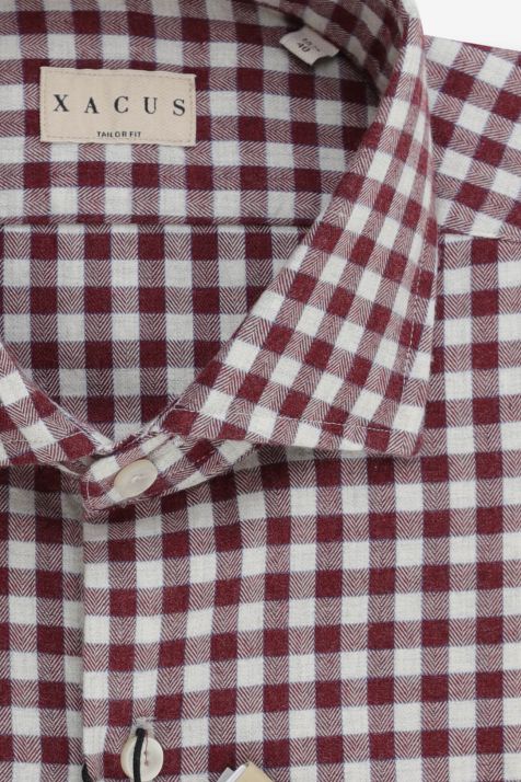 Camisa Hombre Xacus Regular Cuadros 100% algodón cuello Francés Manga larga