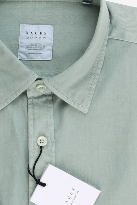 Men's Shirt Xacus Regular Plain 100% cotton collar Italian Long sleeve