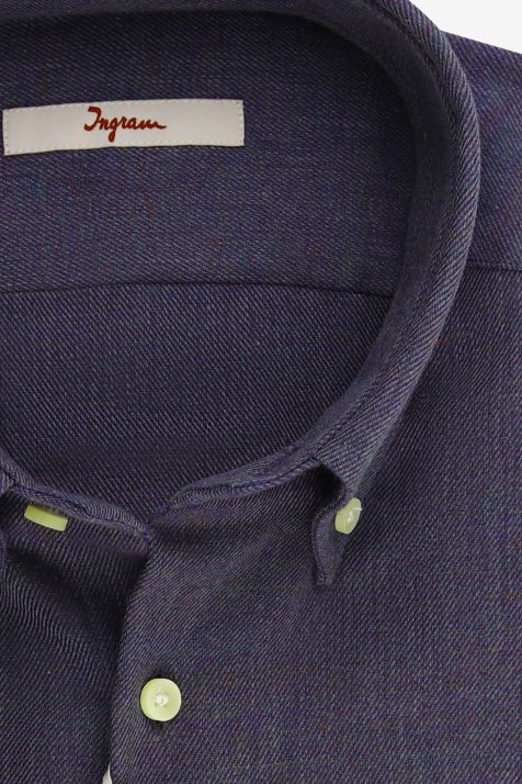Chemise Homme Ingram Regular Uni 45% Coton, 15% Viscose, 30% Laine, 10% Nylon  col Boutonné Manche longue