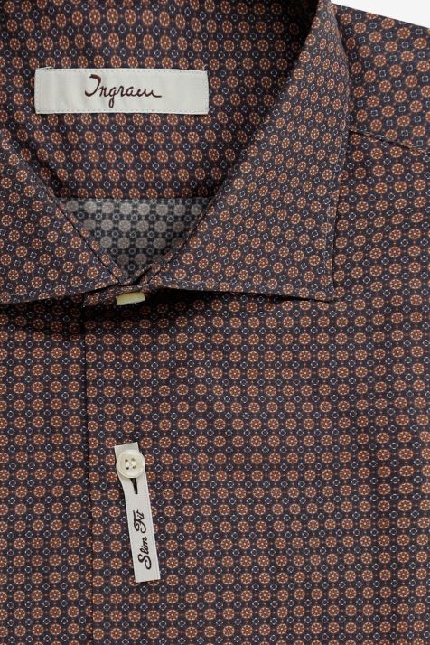 Men's Shirt Ingram Slim Semi-plain 100% cotton collar French Long sleeve