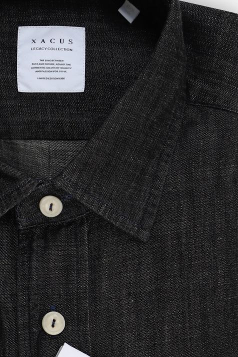 Men's Shirt Xacus Regular Plain 100% cotton collar Italian Long sleeve