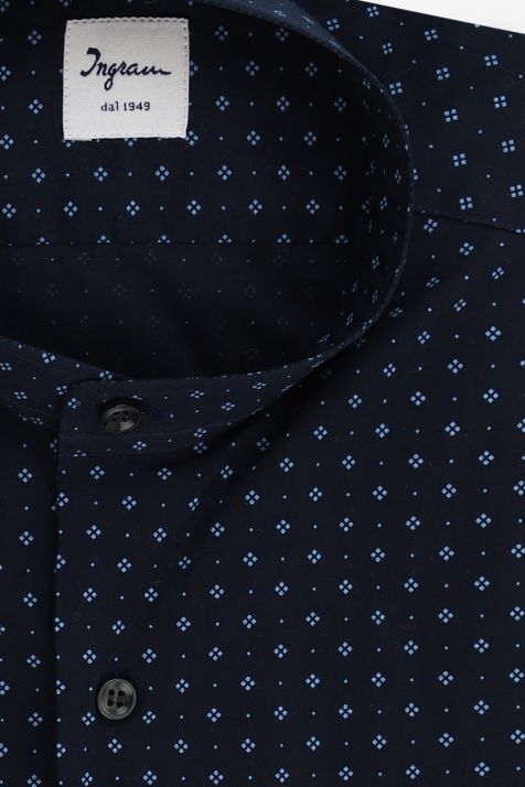 Men's Shirt Ingram Slim Semi-plain 97% cotton 3% elastan collar Mandarin Long sleeve