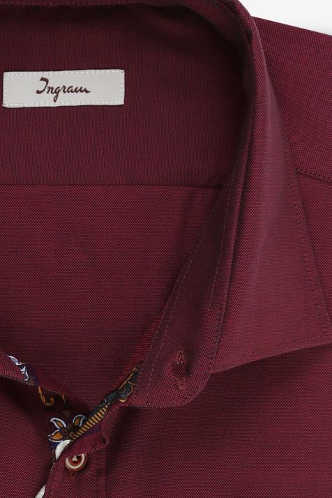 Hemd Herren Ingram Slim Einfarbig 100% Baumwolle kragen Französisch Lange Ärmel