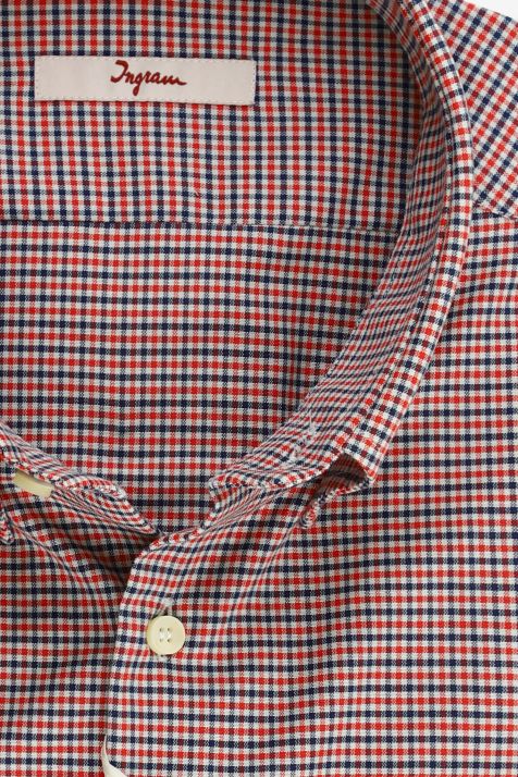 Men's Shirt Ingram Slim Check 100% cotton collar Button down Long sleeve