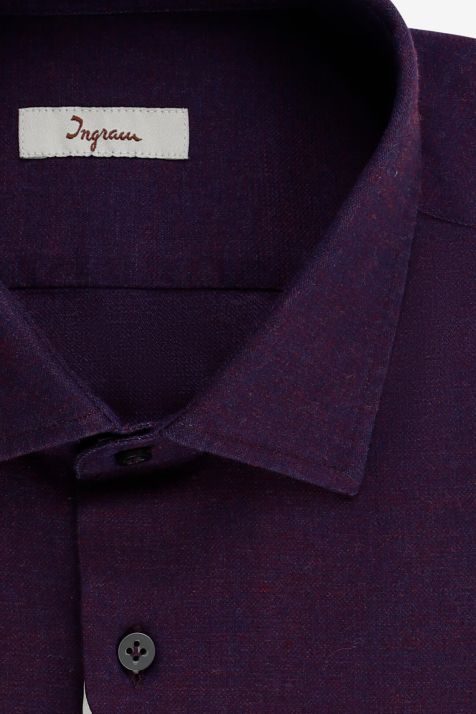 Chemise Homme Ingram Slim Uni 100% coton col Italien Manche longue