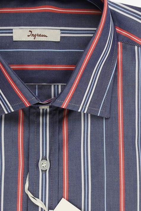 Men's Shirt Ingram Classic Stripe 100% cotton collar French Long sleeve