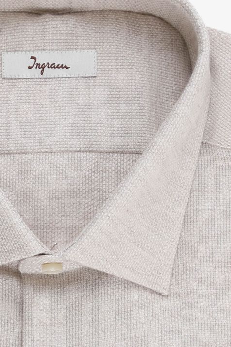 Men's Shirt Ingram Regular Plain 80% Co 20% Wo collar Italian Long sleeve