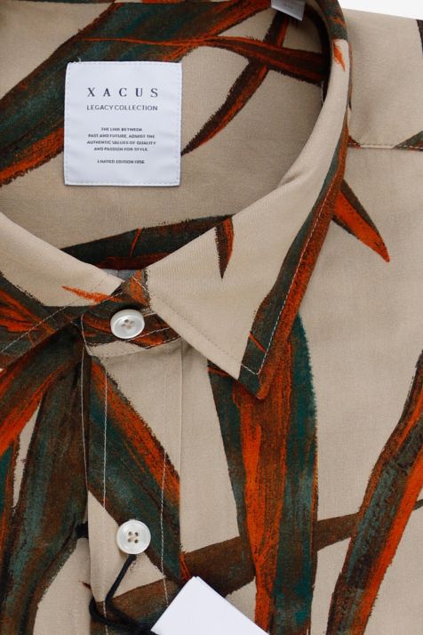 Men's Shirt Xacus Regular Patterned 100% Viscose collar Italian Long sleeve