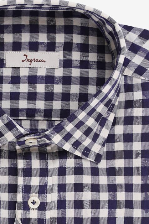 Chemise Homme Ingram Classic Carreaux 100% coton col Italien Manche longue
