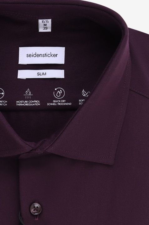 Camisa Hombre Seidensticker Slim Lisa 62% co 36% pl 2% ea cuello Francés Manga larga