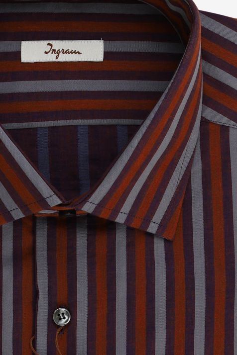 Men's Shirt Ingram Regular Stripe 100% cotton collar French Long sleeve