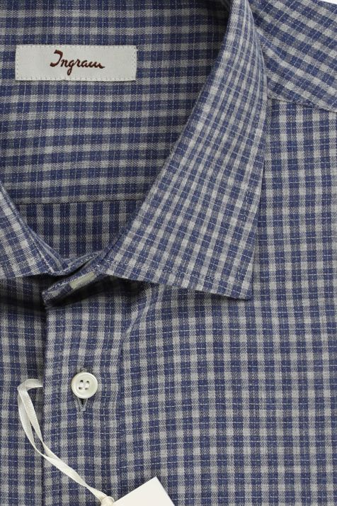 Men's Shirt Ingram Classic Check 100% cotton collar French Long sleeve