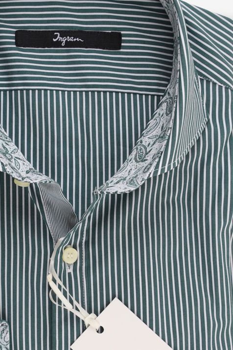 Camisa Hombre Ingram Slim Rayas 72% algodón 3% elastan 25% pa cuello Francés Manga larga