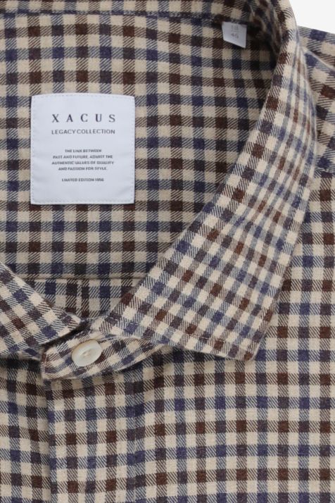 Men's Shirt Xacus Regular Check 100% cotton collar French Long sleeve