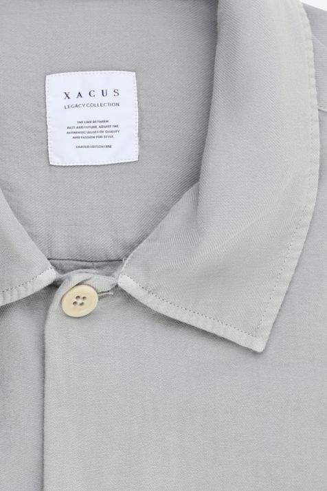 Men's Shirt Xacus Regular Plain 100% cotton collar Italian Long sleeve