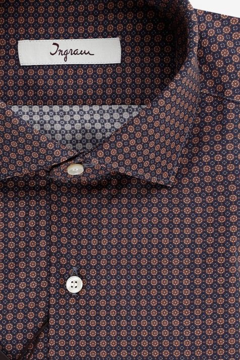 Chemise Homme Ingram Slim Partiellement  100% coton col Italien Manche longue