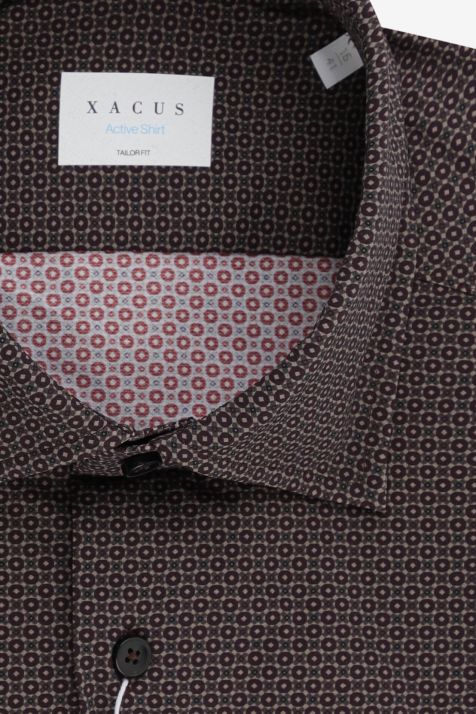 Men's Shirt Xacus Regular Semi-plain 86%  polyamide 14% elastane collar French Long sleeve