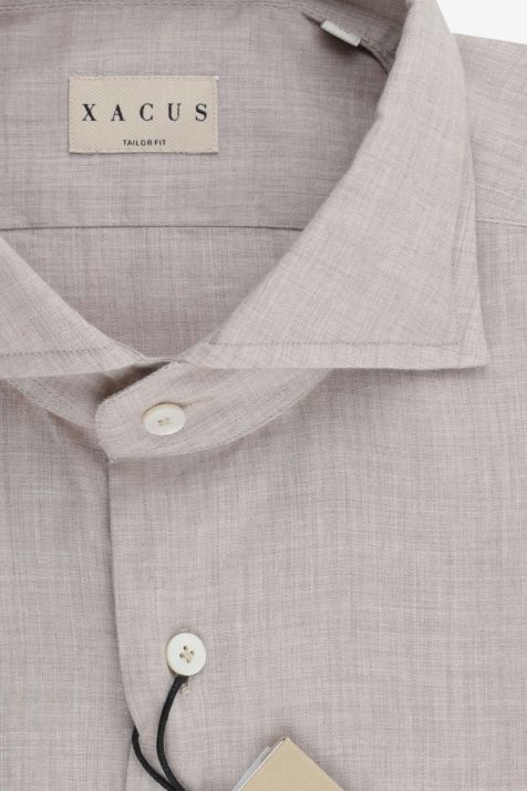 Camisa Hombre Xacus Regular Lisa 100% algodón cuello Francés Manga larga