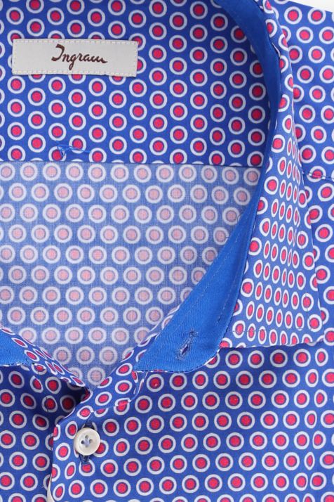 Camisa Hombre Ingram Regular Estampada 100% algodón cuello Francés Manga larga
