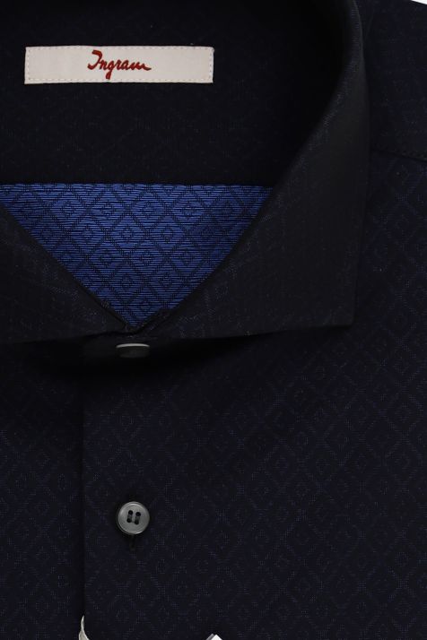 Camisa Hombre Ingram Slim Diseño  100% algodón cuello Francés Manga larga