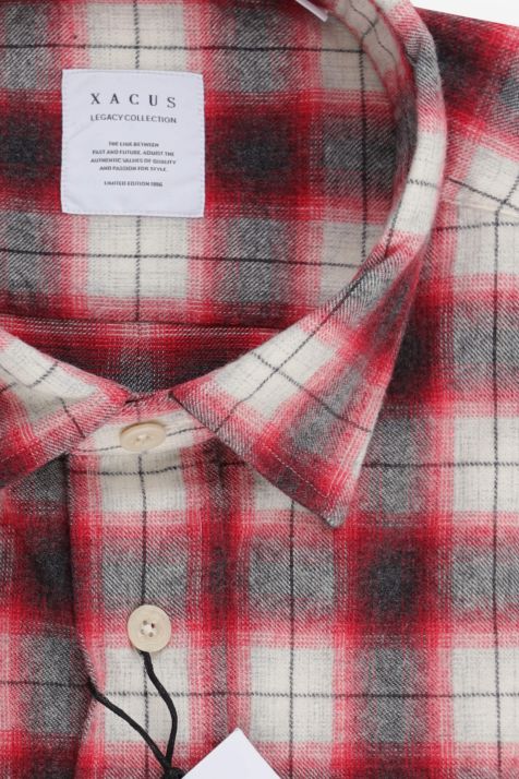 Chemise Homme Xacus Regular Carreaux 100% coton col Italien Manche longue