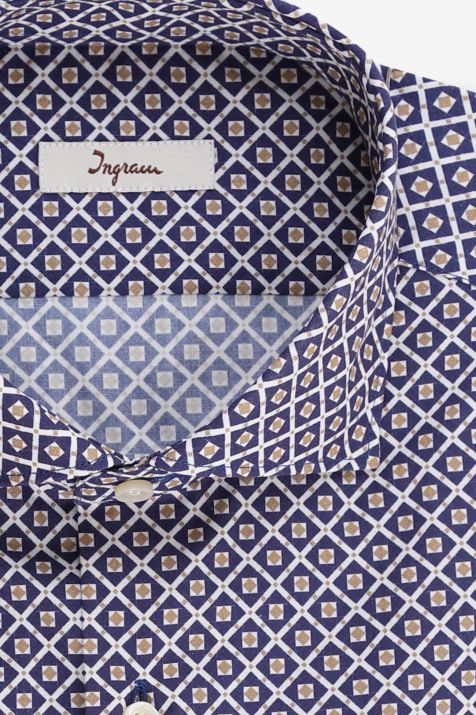 Men's Shirt Ingram Slim Semi-plain 100% cotton collar French Long sleeve
