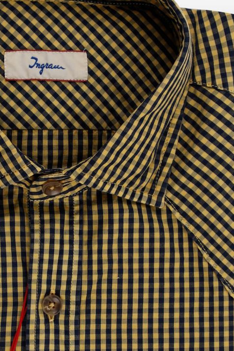 Men's Shirt Ingram Slim Check 100% cotton collar French Long sleeve