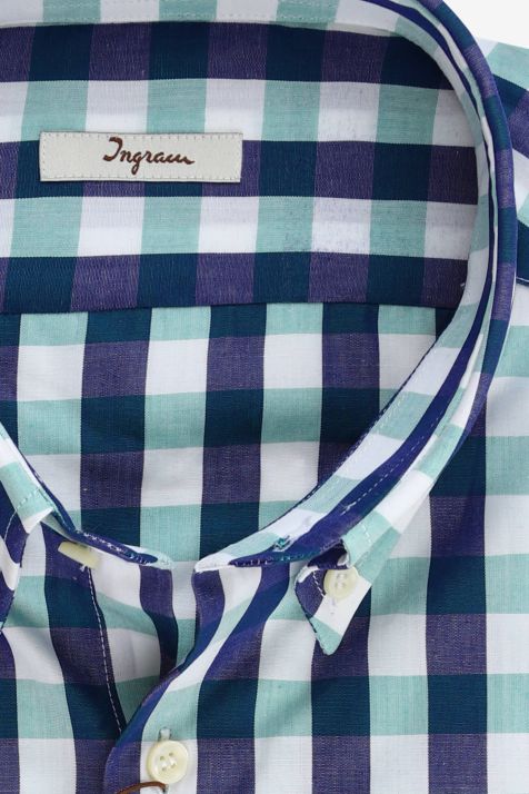 Men's Shirt Ingram Regular Check 100% cotton collar Button down Long sleeve