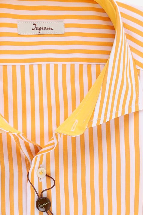 Camisa Hombre Ingram Regular Rayas 100% algodón cuello Francés Manga larga