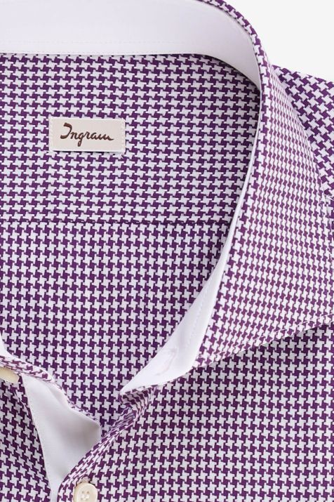 Chemise Homme Ingram Slim Partiellement  100% coton col Italien Manche longue