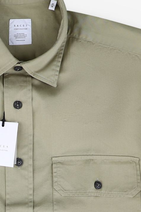 Camisa Hombre Xacus Regular Lisa 100% algodón cuello Italiano Manga larga