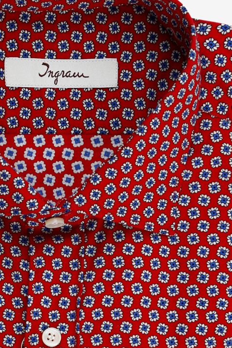 Chemise Homme Ingram Slim Motifs 100% coton col Italien Manche longue