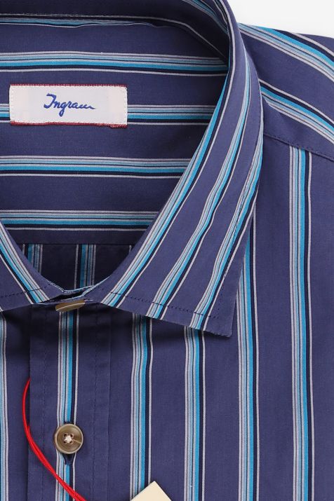 Men's Shirt Ingram Classic Stripe 95% cotton 5% cashmere collar French Long sleeve