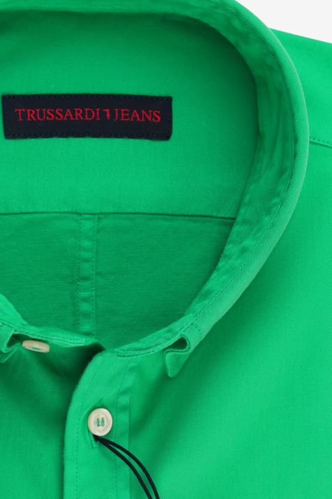 Men's Shirt Trussardi Regular Plain 97% cotton 3% elastan collar Button down Long sleeve