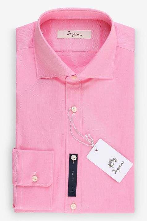 Men's Shirt Ingram Slim Plain 100% cotton collar French Long sleeve