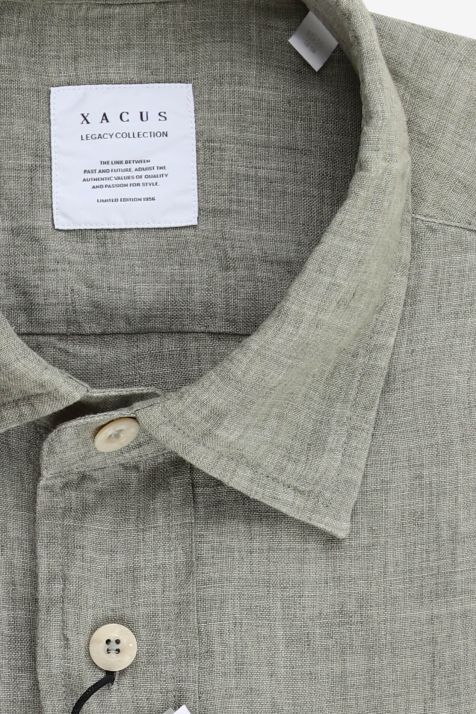 Men's Shirt Xacus Regular Plain 100% linen collar Italian Long sleeve
