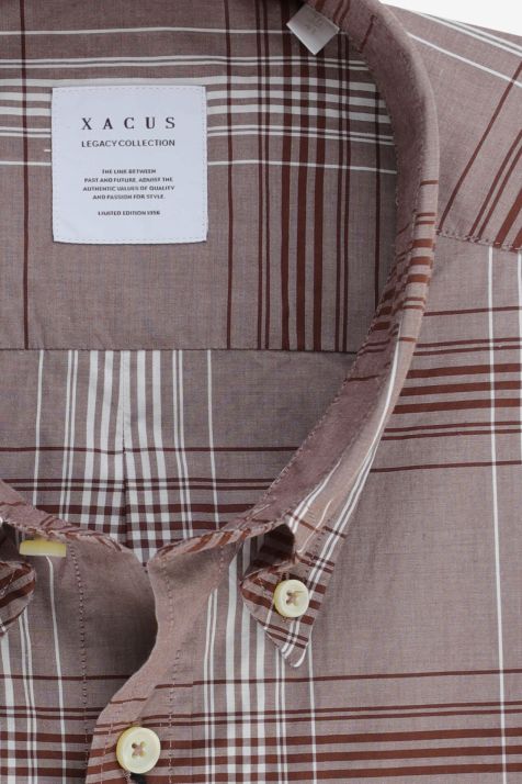 Camisa Hombre Xacus Regular Cuadros 100% algodón cuello Abotonado Manga larga
