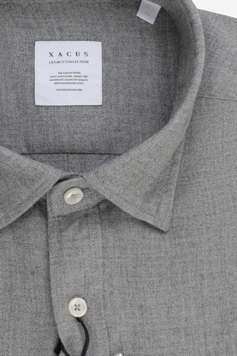 Men's Shirt Xacus Regular Plain 100% cotton collar Italian Long sleeve