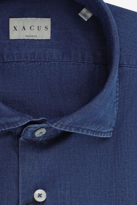 Camisa Hombre Xacus Regular Lisa 100% algodón cuello Francés Manga larga