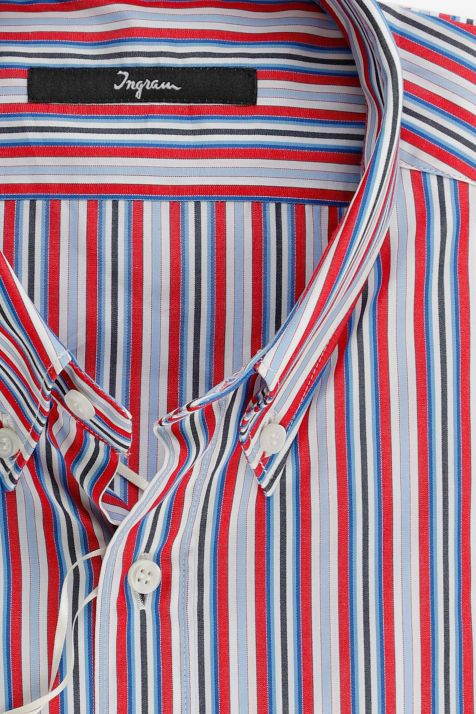 Chemise Homme Ingram Slim Rayures 100% coton col Boutonné Manche longue