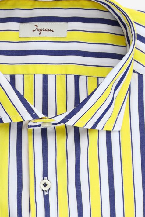 Camisa Hombre Ingram Regular Rayas 100% algodón cuello Francés Manga larga