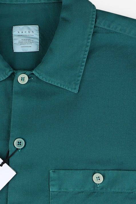 Camisa Hombre Xacus Regular Lisa 100% algodón cuello Italiano Manga larga