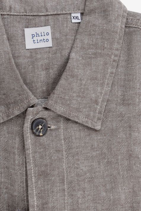 Chemise Homme Philotinto Regular Uni 56 % lin, 44 % coton col Classique Manche longue