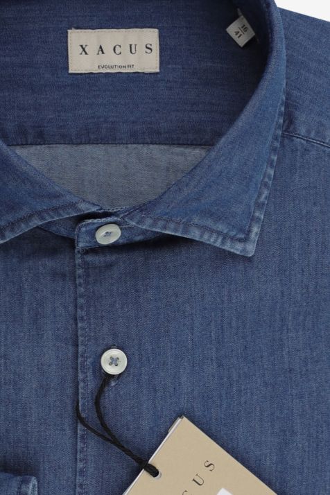 Men's Shirt Xacus Classic Plain 100% cotton collar French Long sleeve