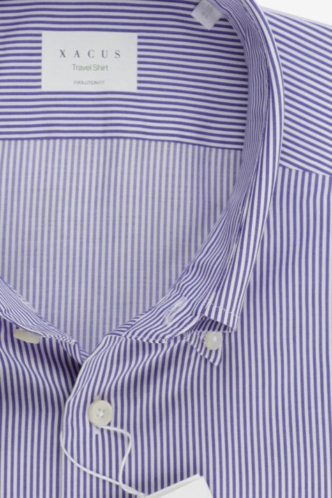Camisa Hombre Xacus Regular No Plancha Rayas 100% algodón cuello Abotonado Manga larga