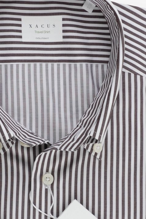 Chemise Homme Xacus Regular Sans Repassage Rayures 100% coton col Boutonné Manche longue