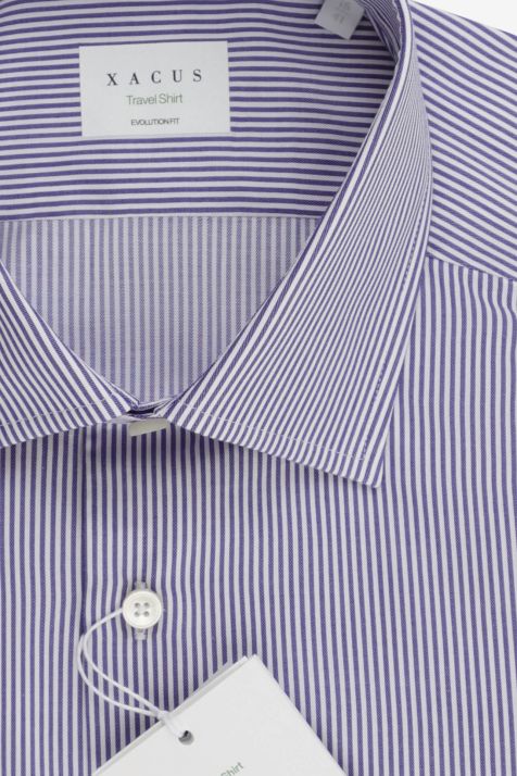 Hemd Herren Xacus Classic Bügelfreie Streifen 100% Baumwolle kragen Französisch Lange Ärmel