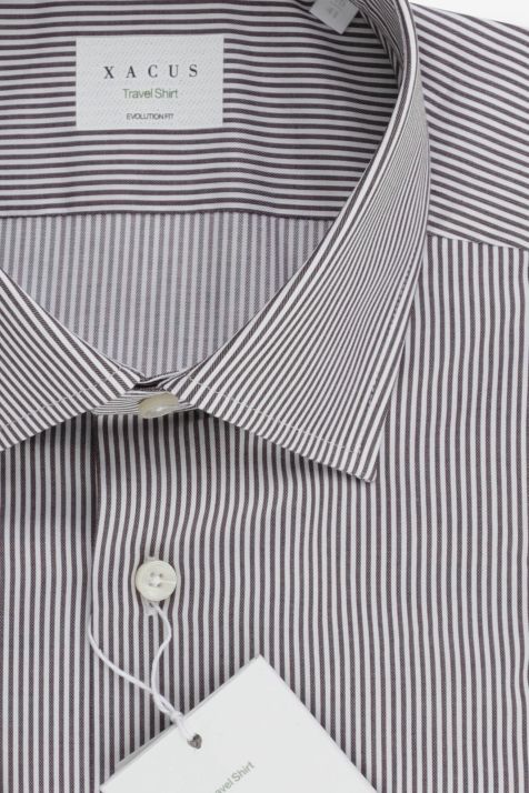 Chemise Homme Xacus Classic Sans Repassage Rayures 100% coton col Italien Manche longue