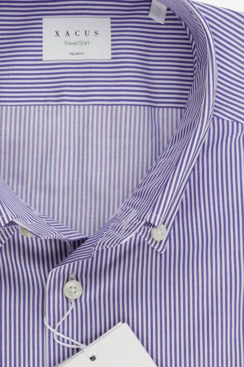 Men's Shirt Xacus Regular Not Iron Stripe 100% cotton collar Button down Long sleeve